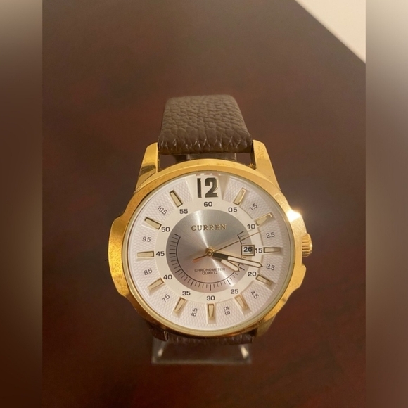 Brand new white Luxury Gold men’s Curren fashion watch - Picture 1 of 4